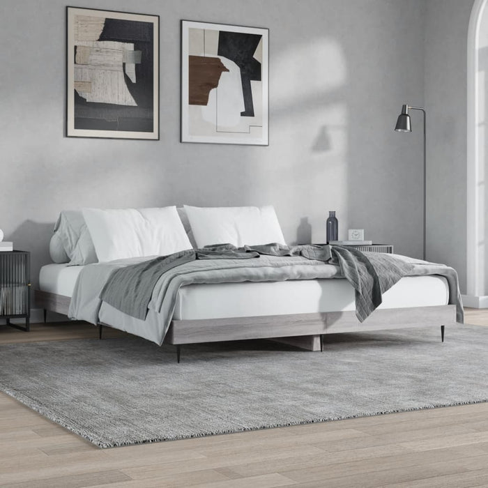 Bed Frame without Mattress Grey Sonoma 180x200 cm Super King Engineered Wood