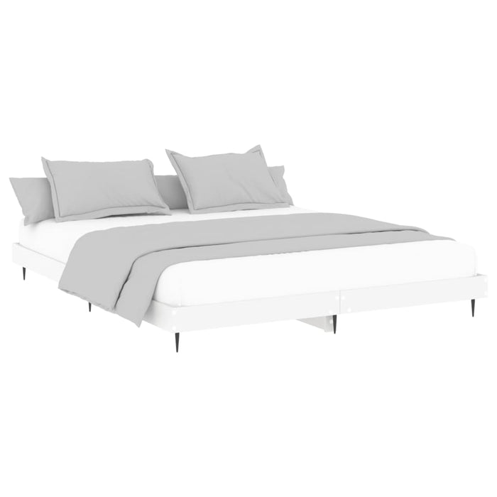 Bed Frame without Mattress White 150x200 cm King Size Engineered Wood