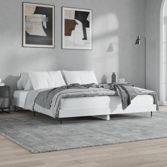 Bed Frame without Mattress White 150x200 cm King Size Engineered Wood