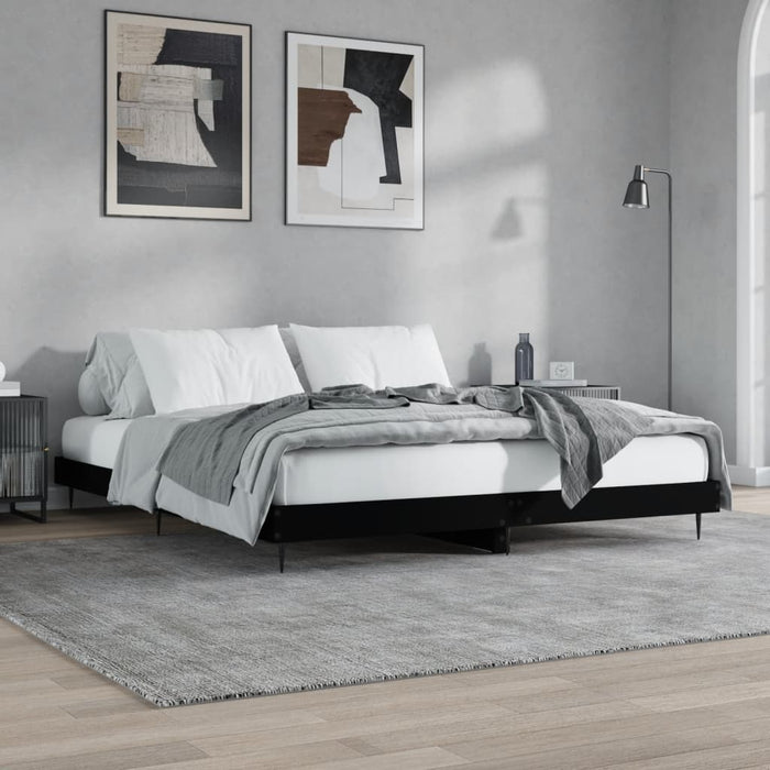 Bed Frame without Mattress Black 140x200 cm Engineered Wood