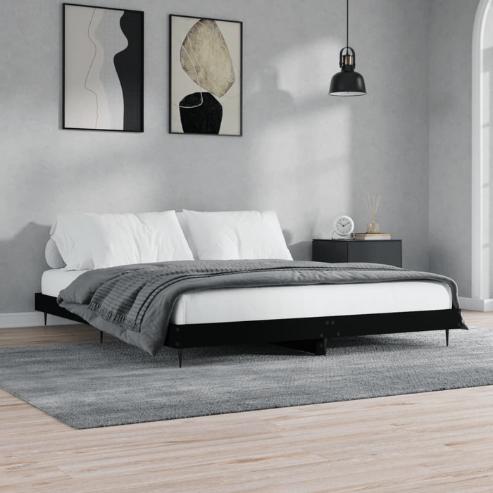 Bed Frame without Mattress Black 140x200 cm Engineered Wood