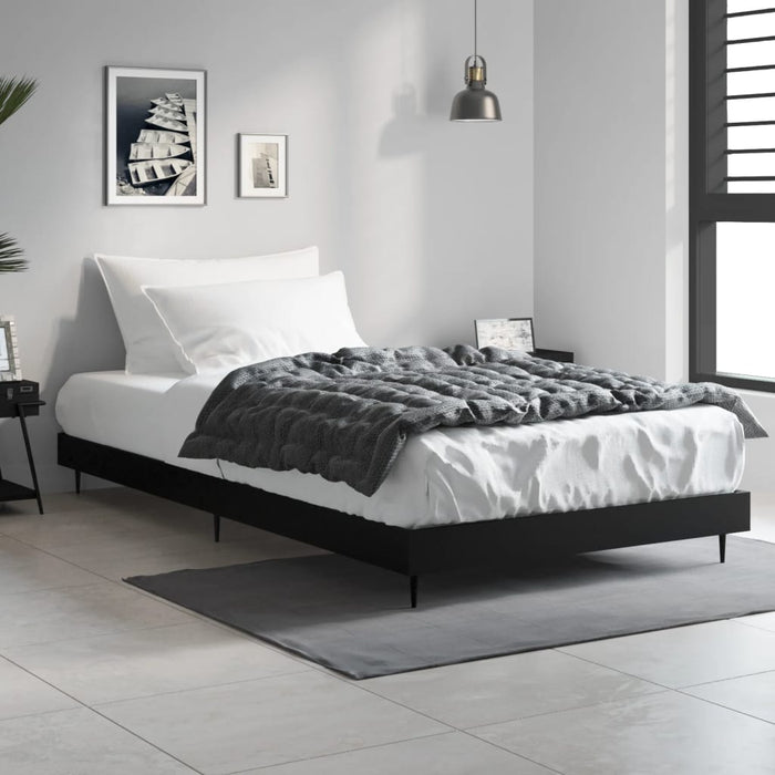 Bed Frame without Mattress Black 100x200 cm Engineered Wood