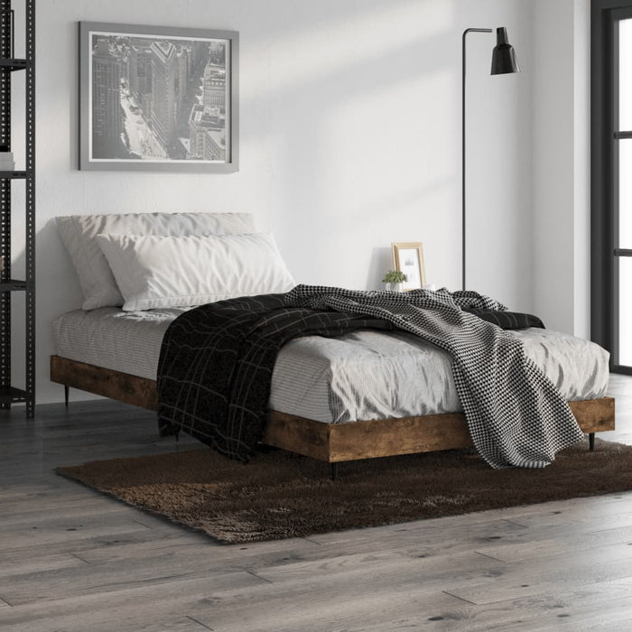 Bed Frame without Mattress Smoked Oak 100x200 cm Engineered Wood