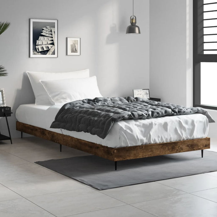 Bed Frame without Mattress Smoked Oak 100x200 cm Engineered Wood