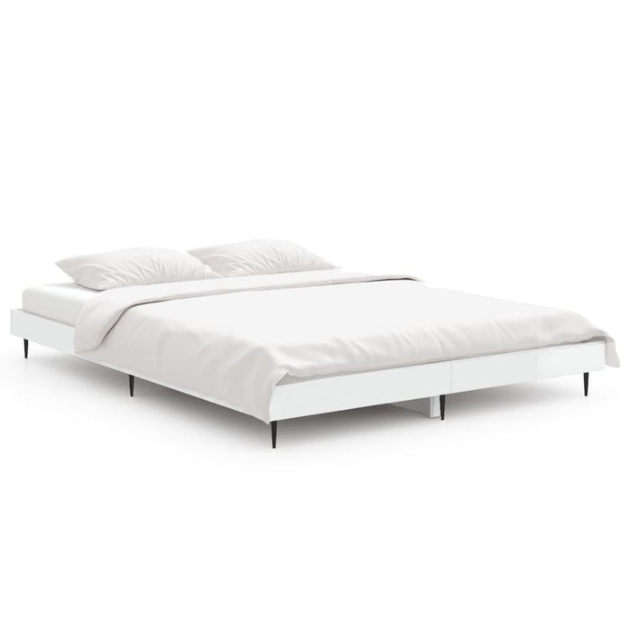 Bed Frame without Mattress High Gloss White 140x190 cm