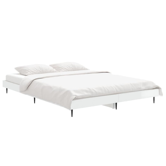 Bed Frame without Mattress High Gloss White 140x190 cm