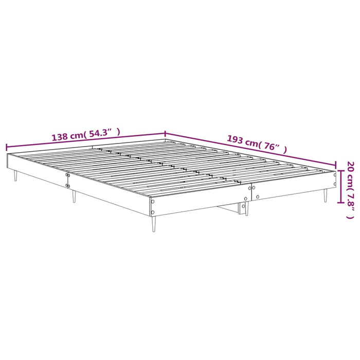 Bed Frame without Mattress White 135x190 cm Double Engineered Wood