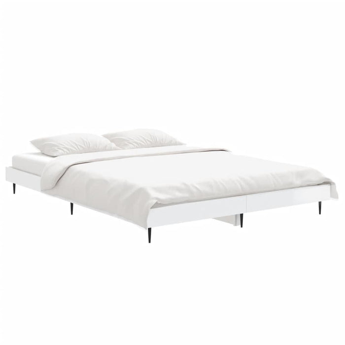 Bed Frame without Mattress High Gloss White 135x190 cm Double