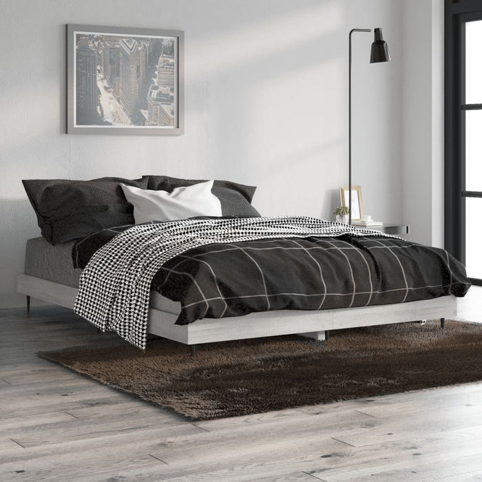 Bed Frame without Mattress Grey Sonoma 135x190 cm Double Engineered Wood