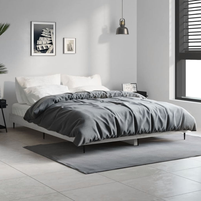 Bed Frame without Mattress Grey Sonoma 135x190 cm Double Engineered Wood