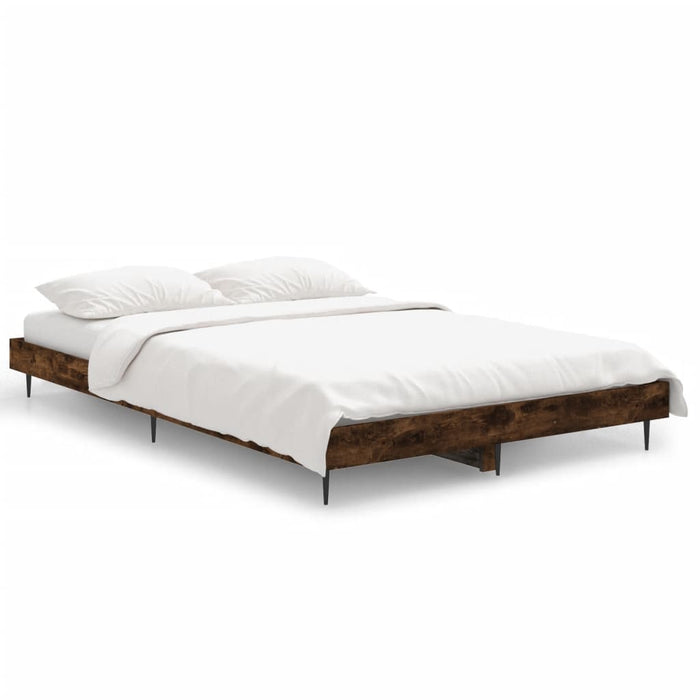 Bed Frame without Mattress Smoked Oak 120x190 cm Small Double Engineered Wood