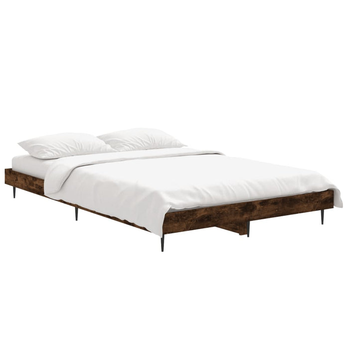 Bed Frame without Mattress Smoked Oak 120x190 cm Small Double Engineered Wood