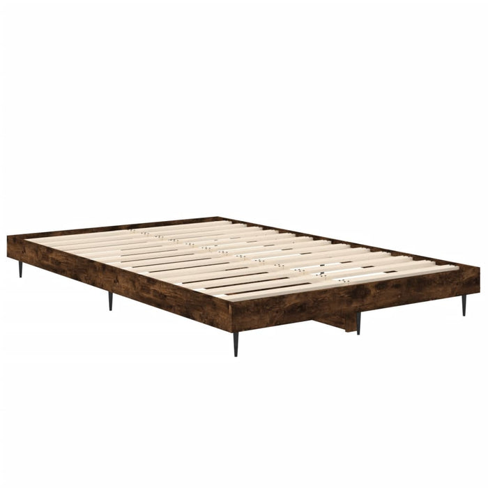 Bed Frame without Mattress Smoked Oak 120x190 cm Small Double Engineered Wood