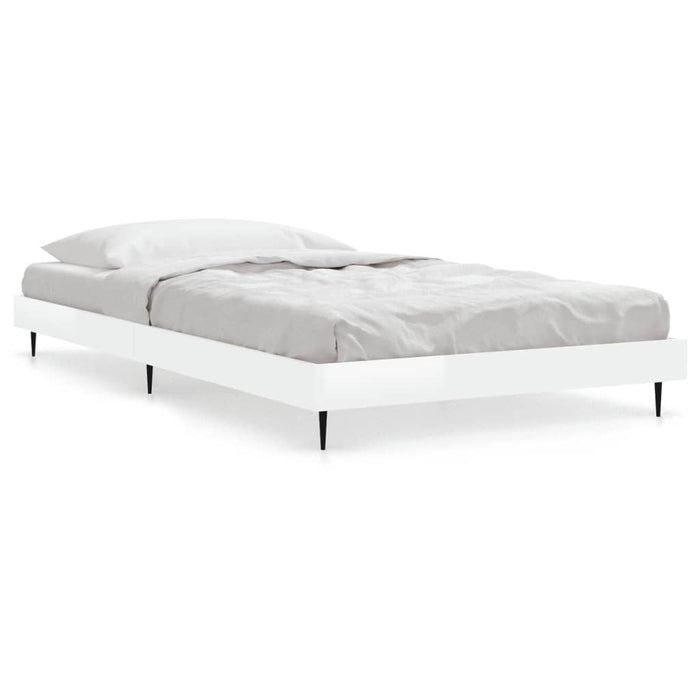 Bed Frame without Mattress High Gloss White 90x190 cm Single