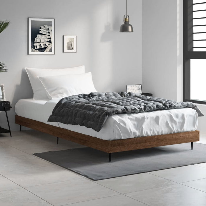 Bed Frame without Mattress Brown Oak 90x190 cm Single Engineered Wood