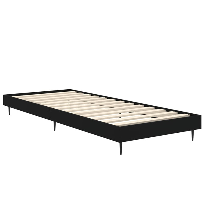 Bed Frame without Mattress Black 75x190 cm Small Single Engineered Wood