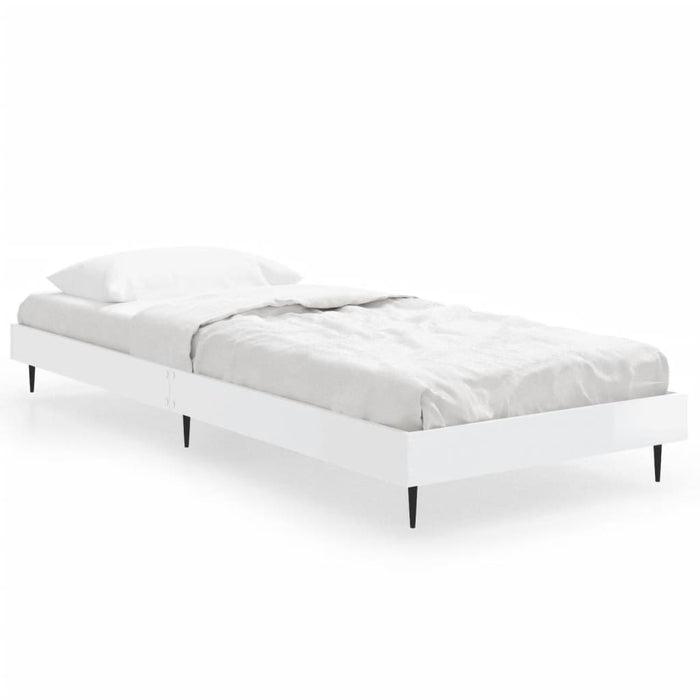 Bed Frame without Mattress High Gloss White 75x190 cm Small Single