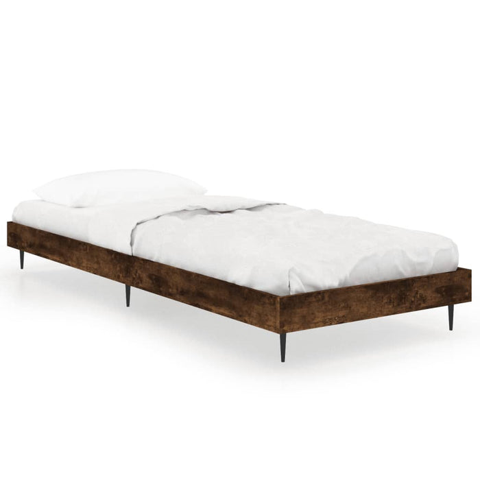 Bed Frame without Mattress Smoked Oak 75x190 cm Small Single Engineered Wood