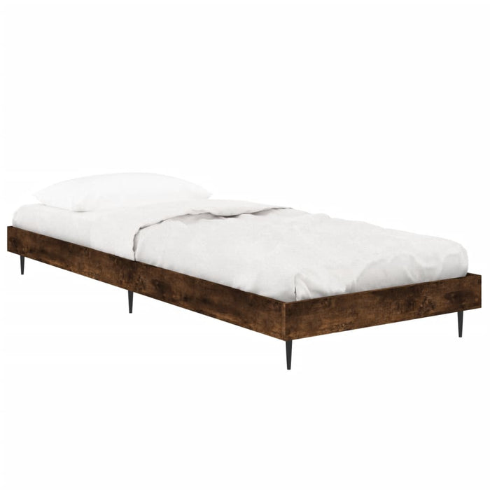 Bed Frame without Mattress Smoked Oak 75x190 cm Small Single Engineered Wood