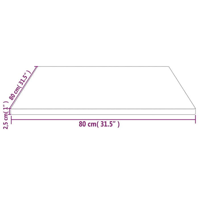 Столешница 80x80x2,5 см из массива сосны, квадратная