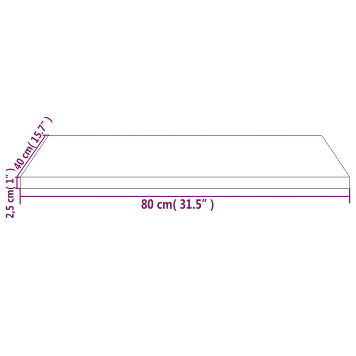 Table Top 80x40x2.5 cm Solid Wood Pine Rectangular