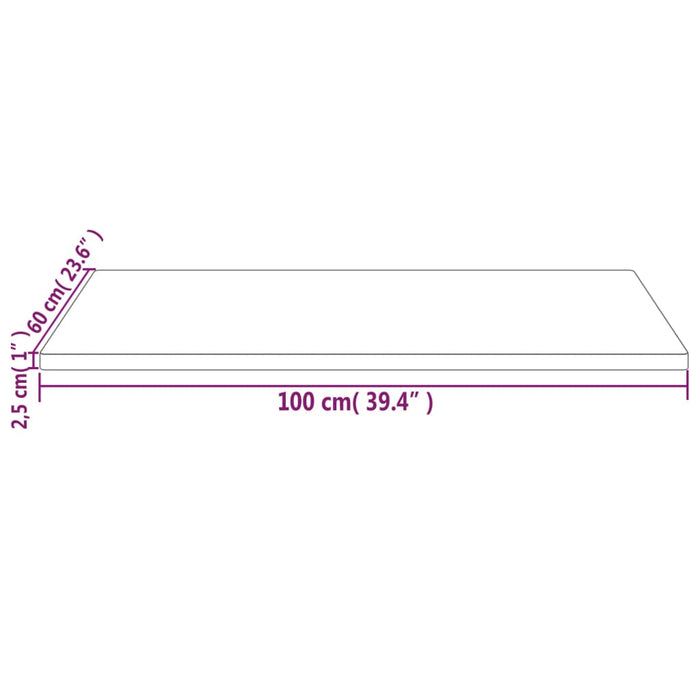 Table Top 100x60x2.5 cm Solid Wood Pine Rectangular