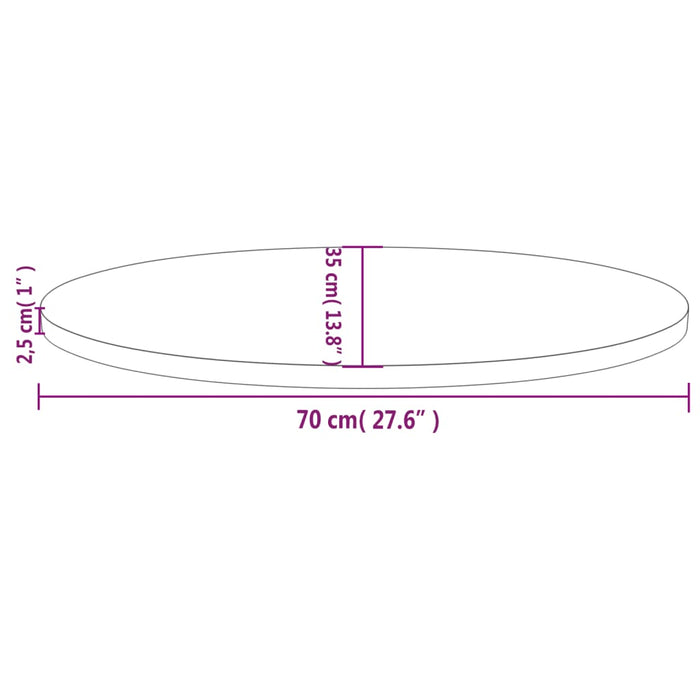 Table Top 70x35x2.5 cm Solid Wood Pine Oval