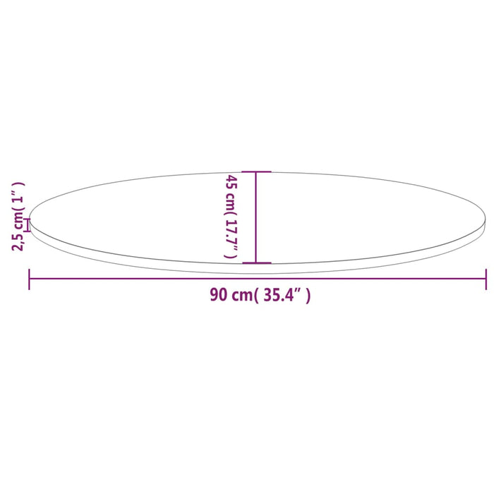 Table Top 90x45x2.5 cm Solid Wood Pine Oval