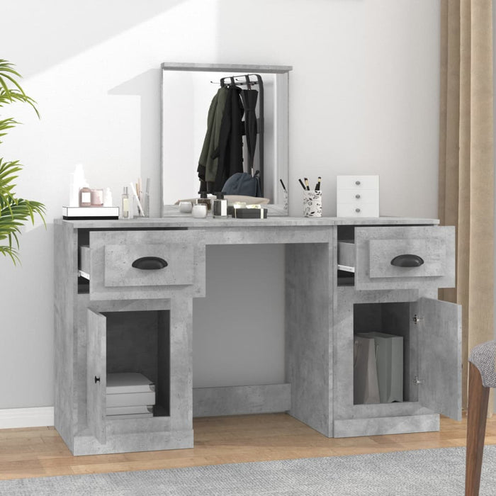 Dressing Table with Mirror Concrete Grey 130x50x132.5 cm