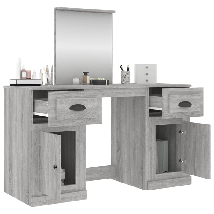 Dressing Table with Mirror Grey Sonoma 130x50x132.5 cm