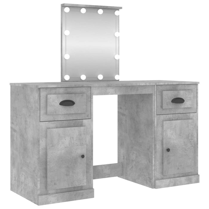 Dressing Table with LED Concrete Grey 130x50x132.5 cm