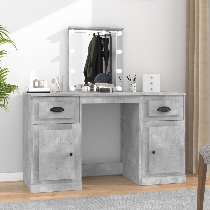 Dressing Table with LED Concrete Grey 130x50x132.5 cm