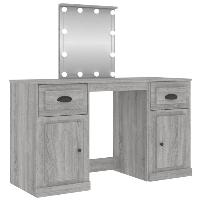 Dressing Table with LED Grey Sonoma 130x50x132.5 cm