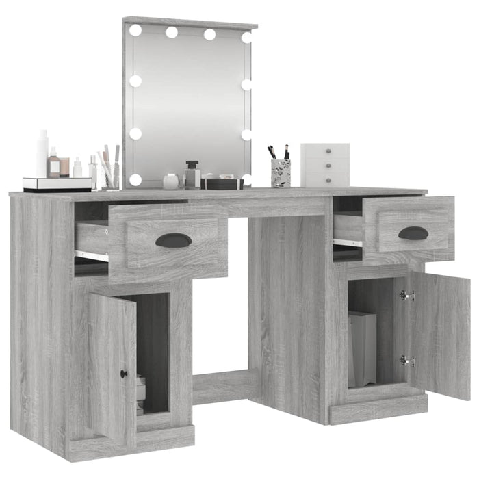 Dressing Table with LED Grey Sonoma 130x50x132.5 cm