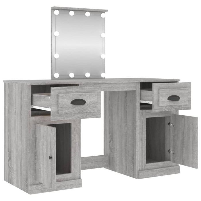 Dressing Table with LED Grey Sonoma 130x50x132.5 cm