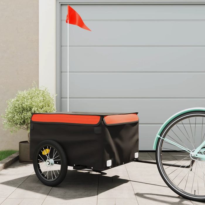 Bike Trailer Black and Orange 45 kg Iron