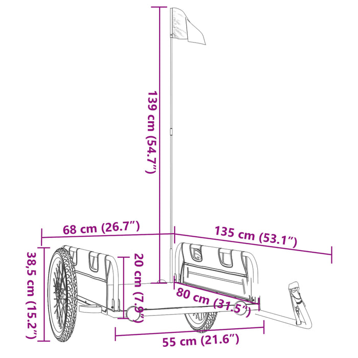 Remorcă pentru biciclete din material Oxford negru și fier