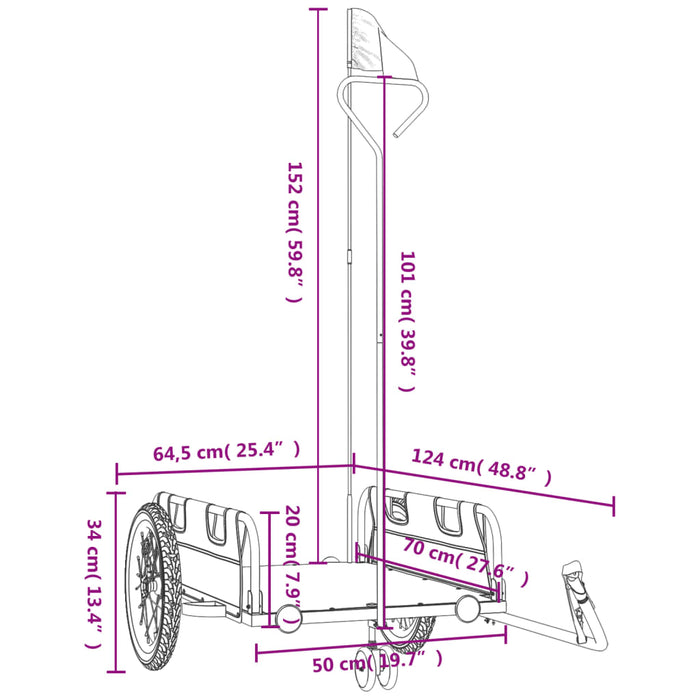 Remorcă pentru biciclete din material Oxford roșu și fier