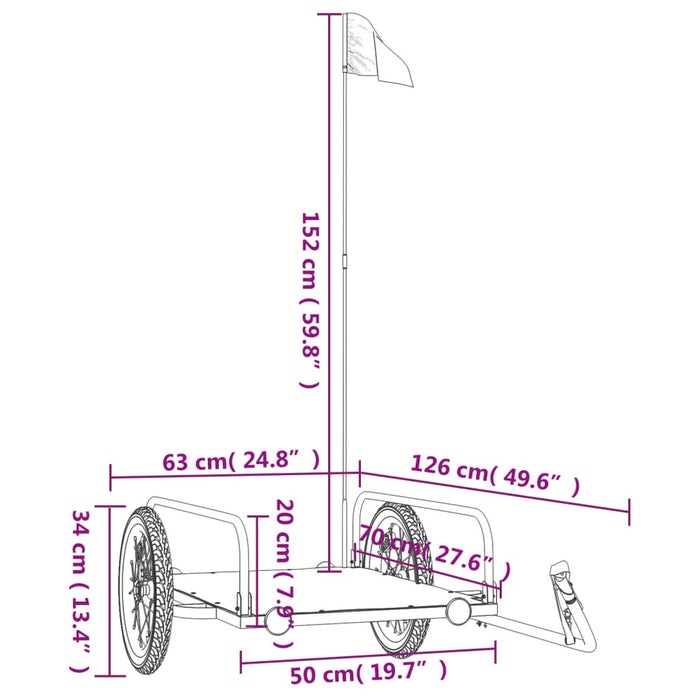 Bike Trailer Black 126x63x34 cm Iron