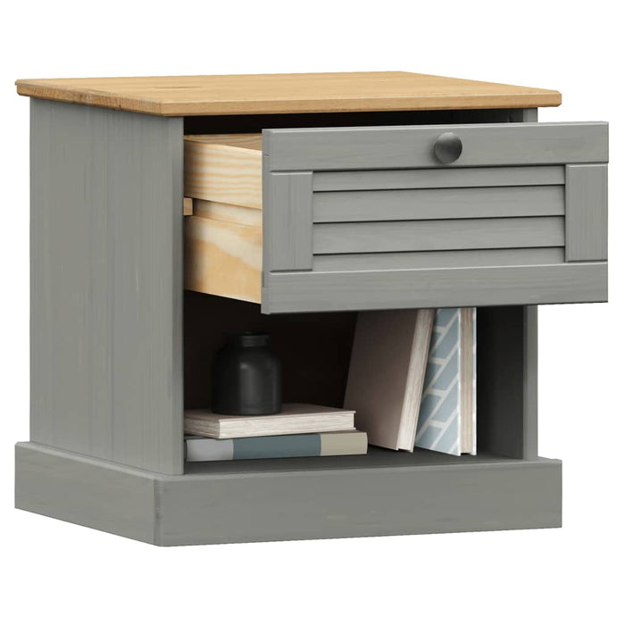 Bedside Cabinet VIGO Grey 42x35x42 cm Solid Wood Pine