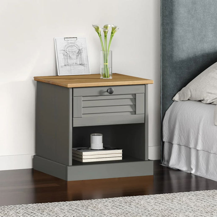 Bedside Cabinet VIGO Grey 42x35x42 cm Solid Wood Pine