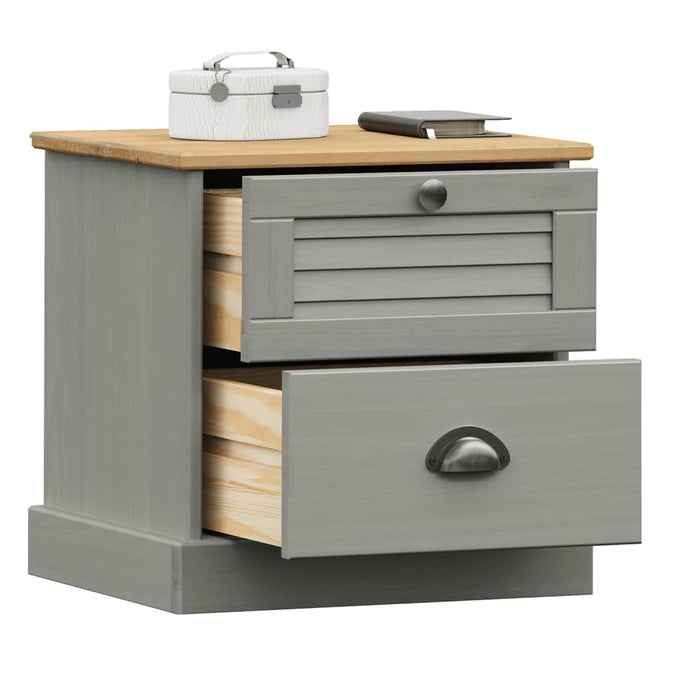 Bedside Cabinet VIGO Grey 42x35x42 cm Solid Wood Pine