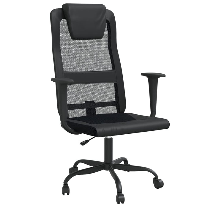 Office Chair Black Mesh Fabric and Faux Leather