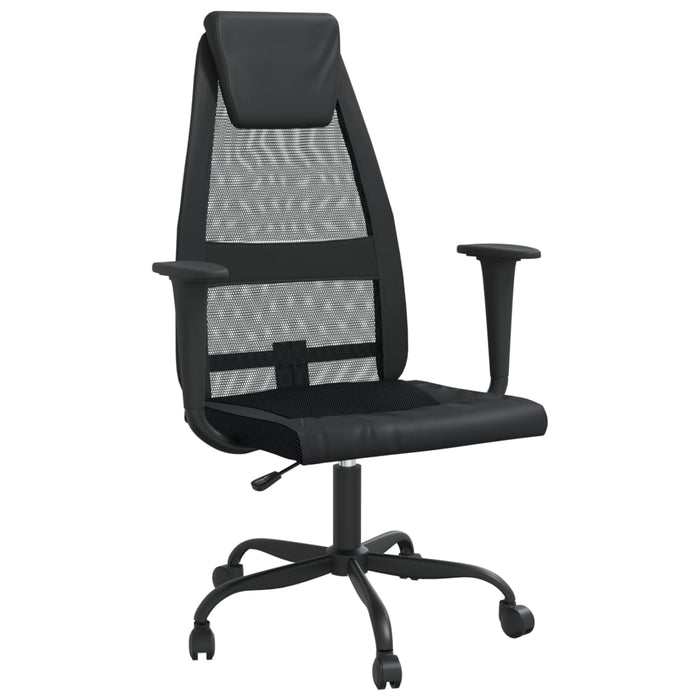 Office Chair Black Mesh Fabric and Faux Leather