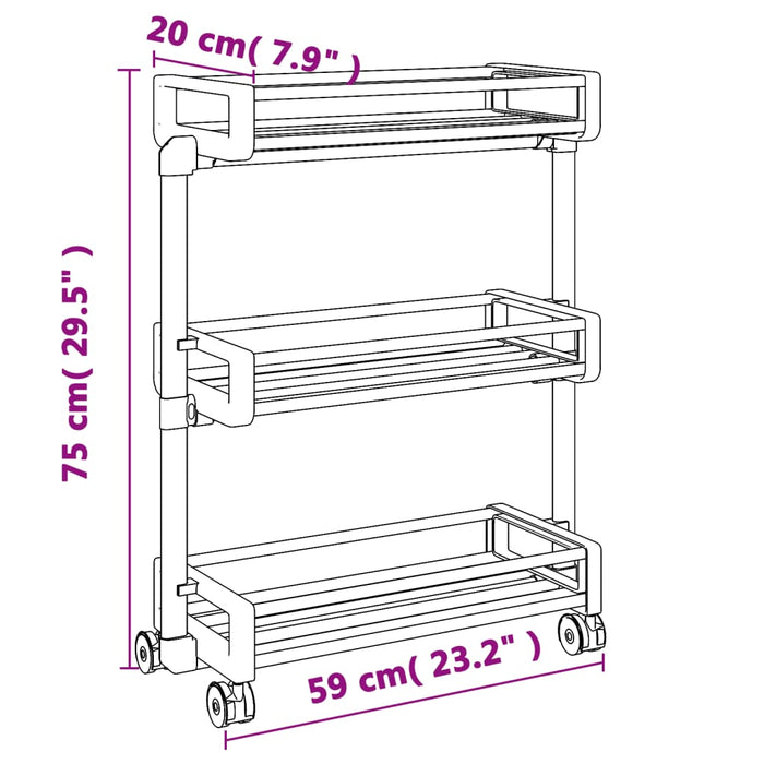 Тележка для хранения 59x20x75 см, алюминий