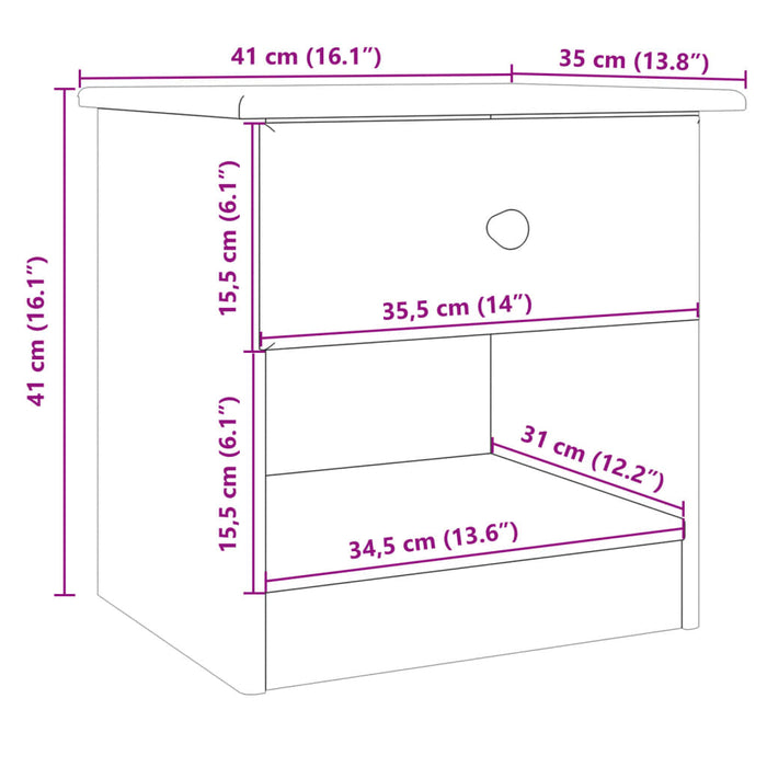 Bedside Cabinet ALTA 41x35x41 cm Solid Wood Pine