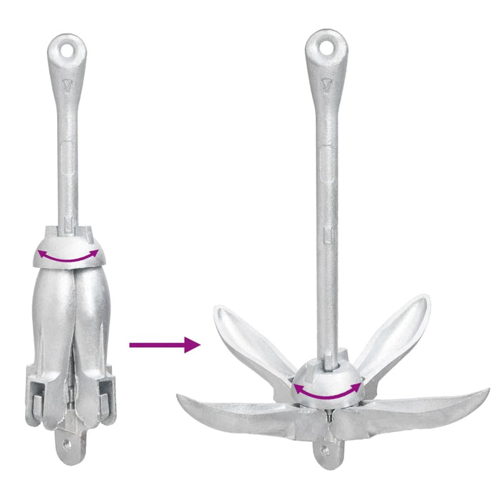 Ancoră pliabilă argintie 4 kg Fontă zincată la cald