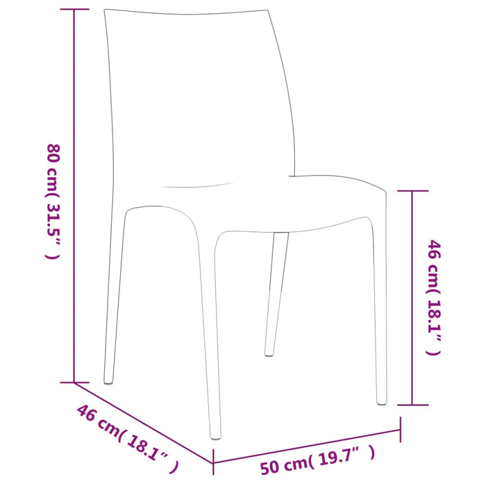 Градински столове 2 бр Кремав 50x46x80 см Полипропилен