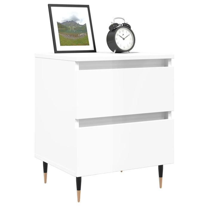 Bedside Cabinets 2 pcs High Gloss White 40x35x50 cm Engineered Wood