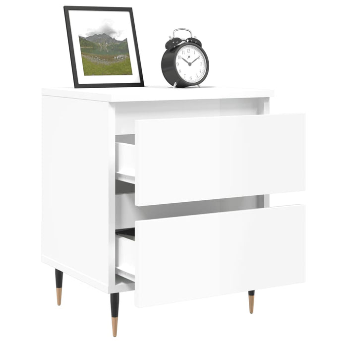 Bedside Cabinets 2 pcs High Gloss White 40x35x50 cm Engineered Wood